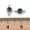 Brass Cubic Zirconia Flat Round Connector Charms KK-H204-02P-02-3