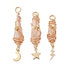 3Pcs 3 Styles Electroplated Natural Quartz Crystal Nuggets Copper Wire Wrapped Pendants PALLOY-JF03126-1