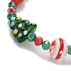 Christmas Tree & Snowman & Gift Box Lampwork & Glass Stretch Bracelets for Women BJEW-TA00258-5
