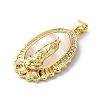 Brass Pave Shell Pendants KK-I708-16P-G-2