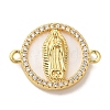 Rack Plating Brass Micro Pave Clear Cubic Zirconia Religion Connector Charms KK-L220-003G-01-1