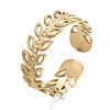 304 Stainless Steel Leaf Wrap Open Cuff Ring RJEW-T023-63G-3