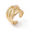Rack Plating Brass Multi Circle Criss Cross Open Cuff Ring for Women RJEW-B043-12-3