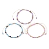 3Pcs 3 Color Natural Mixed Gemstone & Glass Seed Braided Bead Bracelets Set BJEW-JB09536-1