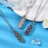 3Pcs 3 Styles Natural Rose Quartz & Green Aventurine & Amethyst Macrame Pouch Faceted Bullet Pendant Necklaces NJEW-JN05090-2