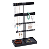 4-Tier Wood & Velvet Jewelry Towers Stands Jewelry Organizer Holder with Tray for Watch ODIS-WH0106-20EB-1