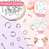 40Pcs 20 Styles 316L Surgical Stainless Steel & 316 Surgical Stainless Steel Hoop Nose Rings & Labrets AJEW-CJ0001-73-3