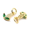 Brass Micro Pave Cubic Zirconia Charms KK-A156-10G-RS-4