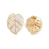 Ion Plating(IP) 304 Stainless Steel Leaf Stud Earrings EJEW-Z068-37G-01-5