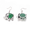 Synthetic Malachite Dangle Earrings EJEW-K080-B04-3