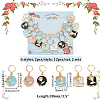 Alloy Enamel Flat Round/Square with Rose Pendant Locking Stitch Markers HJEW-AB00004-2