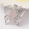 Butterfly Platinum Tone Brass Natural Rose Quartz Pendants G-M288-02-2