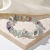 Chips Natural Fluorite Beaded Stretch Bracelets X-BJEW-JB01826-01-1