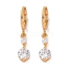 Brass Micro Pave Clear Cubic Zirconia Leverback Earrings EJEW-K300-17G-4