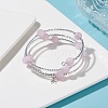 Natural Kunzite Round Beaded Wrap Bangle BJEW-TA00034-03-2