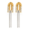 304 Stainless Steel Two Tone Dangle Stud Earrings EJEW-F355-01GP-2