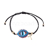 Adjustable Evil Eye Glass Seed Beads Link Nylon Cord Braided Bracelets BJEW-MZ00085-1