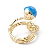 Enamel Round with Evil Eye Finger Rings RJEW-A014-01G-04-3