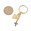 3Pcs 3 Colors Maple Leaf & Cross Alloy Enamel Charm Keychains KEYC-JKC00985-4