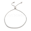 Brass Pave Clear Cubic Zirconia Flat Round Box Chain Slider Bracelets BJEW-YWC0002-12A-P-1