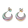 Ion Plating(IP) Rainbow Color 304 Stainless Steel Crescent Moon Stud Earrings EJEW-G293-10M-1