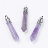 Natural Amethyst Pointed Pendants G-F228-07O-RS-1