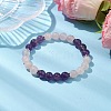 8mm Round Natural Rose Quartz & Amethyst Beaded Stretch Bracelets for Women Men BJEW-JB10533-01-2