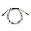 6mm Round Natural Tree Agate Braided Bead Bracelets BJEW-C067-01A-01-2