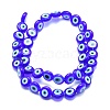 Handmade Evil Eye Lampwork Flat Round Bead Strands LAMP-L058-8mm-12-2