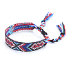 Polyester-cotton Braided Rhombus Pattern Cord Bracelet FIND-PW0013-001A-01-1