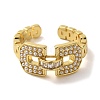 Rack Plating Arch Buckle Brass Micro Pave Clear Cubic Zirconia Open Cuff Rings RJEW-H235-06G-2