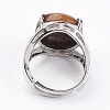 Adjustable Natural Tiger Eye Finger Rings X-RJEW-F075-01A-3