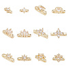 GOMAKERER 12Pcs 6 Styles Brass Pave Clear Cubic Zirconia Connector Charms KK-GO0001-33-1