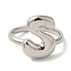 Initials Brass Open Cuff Ring for Women RJEW-N046-02S-P-2