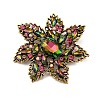 Retro Alloy Colorful Rhinestone Brooches JEWB-I034-30AG-1