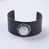 Handmade Snakeskin Leather Cord Cuff Bracelets BJEW-F073-A19-1