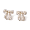 Bowknot Brass Stud Earrings EJEW-M245-01G-2