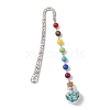 7 Chakra Gemstone Bead & Synthetic Turquoise Glass Heart Wishing Bottle Pendant Bookmarks AJEW-JK00313-04-1