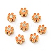 Flower Brass Micro Pave Clear Cubic Zirconia Beads KK-G419-06G-01-1