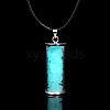 Glass Wishing Bottle with Synthetic Luminaries Stone Pendant Necklace LUMI-PW0001-054-B-1