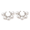 Rack Plating Brass Cuff Earrings with Plastic Pearl Beaded EJEW-M222-03P-1