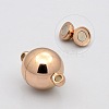 Round 304 Stainless Steel Magnetic Clasps with Loops STAS-N014-03-14mm-2