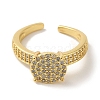 Rack Plating Brass Micro Pave Clear Cubic Zirconia Cuff Ring RJEW-P104-05G-2