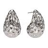 304 Stainless Steel Hammered Teardrop Stud Earrings JE1122B-1