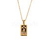 Rhinestone Tarot Card Pendant Necklace with Enamel PW23032745047-1