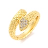 Teardrop Brass Micro Pave Clear Cubic Zirconia Open Cuff Rings RJEW-U009-06G-1