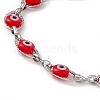 304 Stainless Steel Horse Eye Link Chain Bracelet with Resin Evil Eye Beaded for Women BJEW-F439-01P-03-2