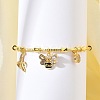 Brass Micro Pave Clear Cubic Zirconia Charm Bangles for Women BJEW-Z089-04P-2