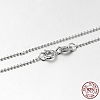 Anti-Tarnish Trendy Rhodium Plated 925 Sterling Silver Ball Chain Necklaces STER-M050-1.0B-09-1