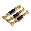 Rack Plating Brass and Tiger Eye Flod Over Clasps KK-B103-07G-1